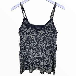 BUFFALO David Bitton Babydoll Tiered Spaghetti Strap Tank Black/Grey Size Small